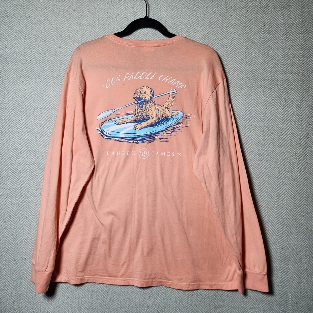Lauren James Men's XL Long Sleeve T Shirt - Coal Color Dog Paddle Champ